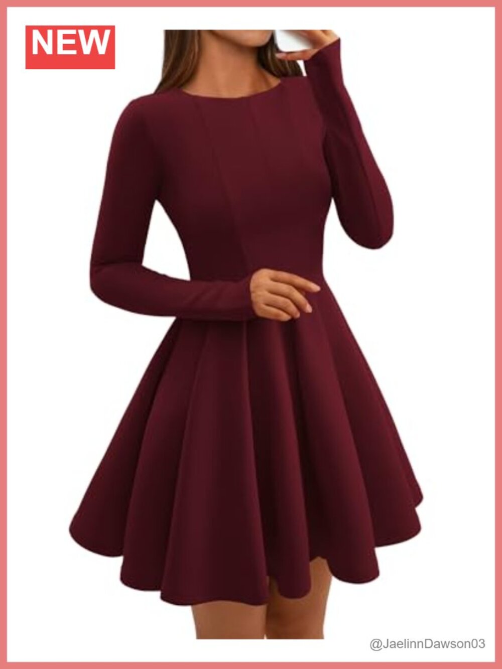 Women Long Sleeve A-Line Mini Dress Pleated High Waist Party Work